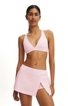 Cotton On Womens Active Ultra Soft Deep Plunge Cross Back Crop in Cherry Dream at Nordstrom, Size Medium