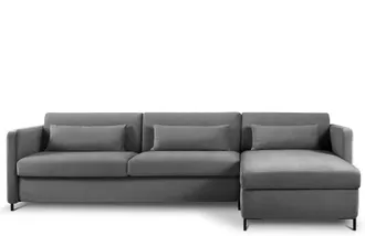 CXL by Christian Lacroix 5-Sitzer Designer Ecksofa Yanis mit Bettfunktion, Samtbezug Dunkelgrau