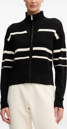 DKNY striped-pattern zip cardigan - Nero
