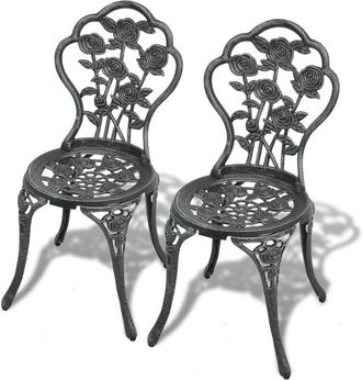 vidaXL Vidaxl - Bistro Chairs 2 pcs Cast Aluminium Green