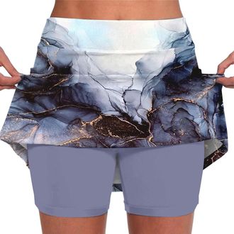 Generic HOOUDO Short Leggings for Women UK Summer 2 in 1 Running Shorts with Pockets High Waisted Quick Dry Tennis Skirts Lightweight Gym Workout Yoga Cycling