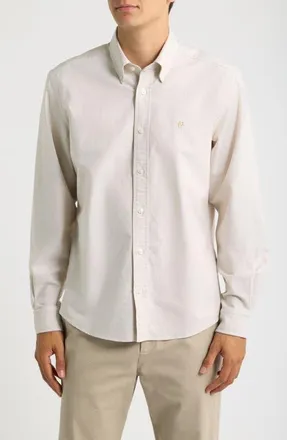 BOSS Liam Striped Regular Fit Button-Down Shirt in Gold at Nordstrom, Size Xx-Large
