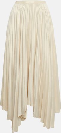 Ralph Lauren Polo Ralph Lauren Beige Satin Plisse Asymmetric Midi Skirt