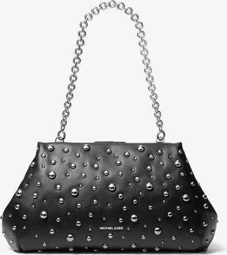 Michael Kors Goldie Large Studded Leather Clutch