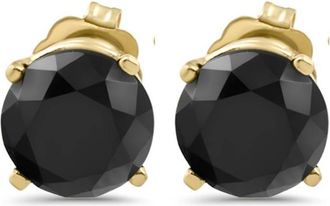 Pompeii3 1 1/2ct Black Diamond Screw Back Studs 14k Yellow Gold Womens Earrings