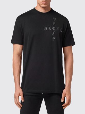 Philipp Plein T-shirt girocollo in cotone con lettering logo in strass