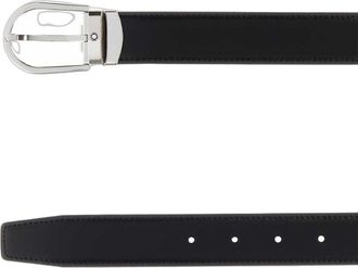 Montblanc Mens Black Leather Reversible Belt 000
