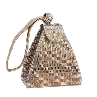 Generic Crystal Pyramid Handbag, Geometric Rhinestone Triangle Handbag, Clutch Bag for Women, Evening Bag for Party, Wedding, Engagement, gold