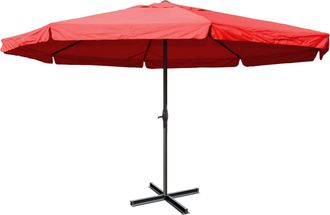Hhg Hhg - Nunca Usado] Sombrilla Meran Pro, Sombrilla De Hosteler&iacute;a Con Cenefa &Oslash; 5m Poli&eacute;ster/aluminio 28kg, Burdeos Sin Soporte