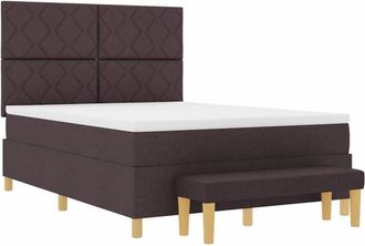 vidaXL Box Spring Bed with Mattress Dark brown 160 x 200 cm Fabric vidaXL