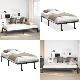 vidaXL Giroletto senza Materasso Pieghevole Nero 90x190 cm in Acciaio - Giroletto in acciaio - Giroletto senza materasso