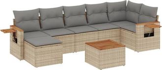 vidaXL Vidaxl - Juego De Sof&aacute;s De Jard&iacute;n Con Cojines Beige 8 Pzas Rat&aacute;n Pe