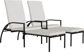 vidaXL Tumbona Con Reposapi&eacute;s 2 Unidades Rat&aacute;n Sint&eacute;tico Marr&oacute;n Vidaxl