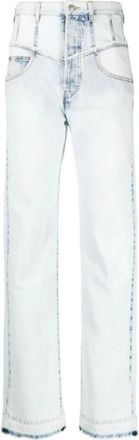 Isabel Marant Noemie Jeans met gerafelde rand en rechte pijpen - Dames - Loose Fit Jeans - Blauw - 2XS - Jeans