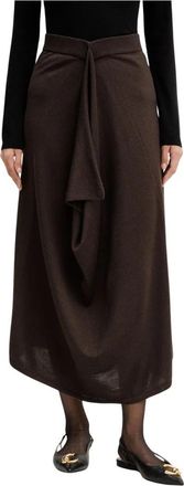 Liviana Conti Venus Draped Skirt - Dames - Midirokken - Bruin - XS - Wol - Rokken
