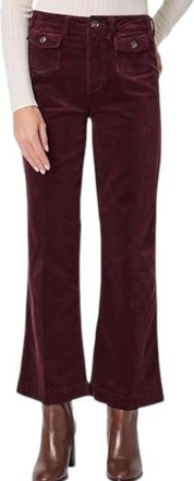 Paige Leenah Patch Pocket Ankle Wide Leg Corduroy Pants In Dark Oxblood