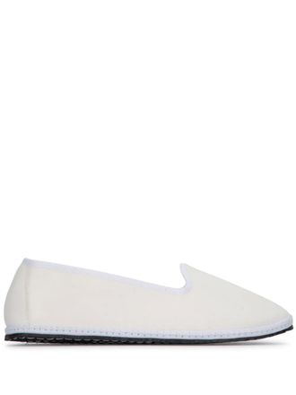 Vibi Venezia velvet round-toe loafers - White
