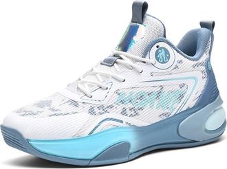 Generic Mens Basketball Shoes Anti Slip Wear-Resistant Shock-Absorbing Comfortable Breathable Sports Training Boots Walking Shoes(Blue,3.5 UK)