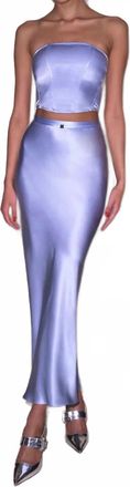 Fleur du Mal Silk Corset Top In Pastel Sky