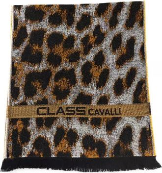 Cavalli Animalier Fantasy Logo Sjaal - Heren - Wintersjaals - Bruin - ONE Size - Wol - Accessoires
