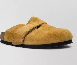 Birkenstock suede backless slippers round toe rubber sole