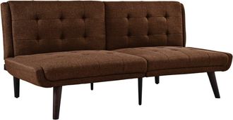 Urban Meuble Sof&aacute; cama fut&oacute;n de dos plazas en tela marr&oacute;n, respaldo regulable