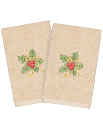 Linum Home Textiles Christmas Holly Bunch Sand Hand Towels (Set Of 2)