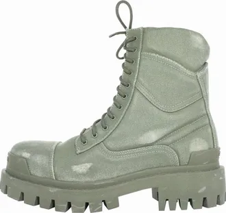 Balenciaga Combat Strike Boots Washed Green Cotton 694042W2H113300