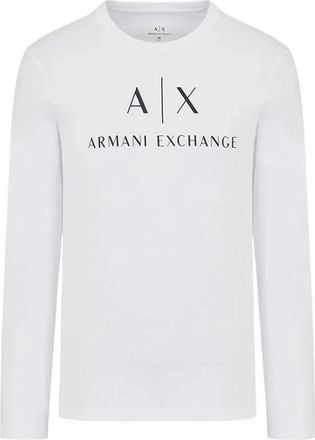 A|X Armani Exchange T-shirt met lange mouwen met logo-opdrukken - Heren - Longsleeves - Wit - XL - Tops