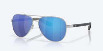 Costa Unisex Peli Polarized Aviator Sunglasses In Brushed Silver Blue Mirror