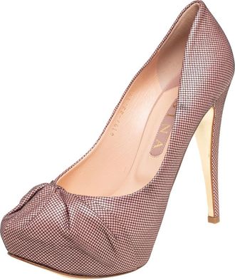 Gina Pink Textured Fabric Claire Platform Pumps