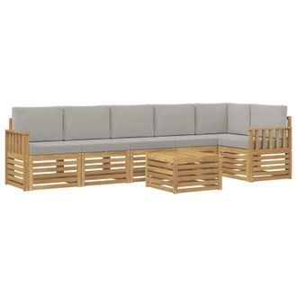 vidaXL Conjunto De Sof&aacute;s De Exterior 7 Pcs Blanco Y Gris Claro Vidaxl