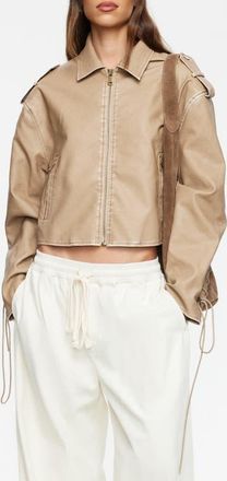 Lioness Jet Metallic Faux Leather Jacket in Beige at Nordstrom, Size X-Large
