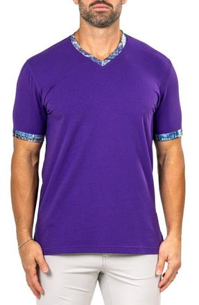 Maceoo Edison Marthyr0006 Purple Cotton V-Neck T-Shirt at Nordstrom, Size 5