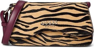 Guess Domitilla Flap Shoulder Bag Womens Handbags Zebra, Hair Calf