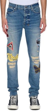 Ksubi Van Winkle Rodeo Patch Ripped Skinny Jeans in Denim at Nordstrom, Size 30