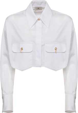 Elisabetta Franchi White Cropped Cotton Shirt