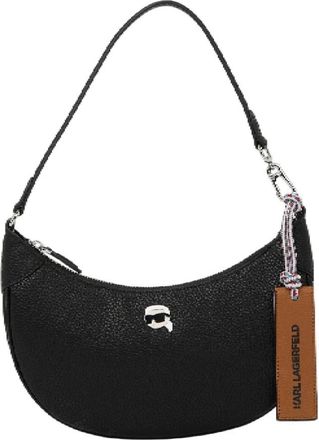 Karl Lagerfeld Tas Ikon kiezel halve maan - Dames - Schoudertassen - Zwart - ONE Size - Leer - Tassen
