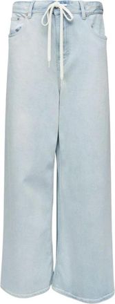 Maison Margiela Wijde Jeans met Trekkoord Taille - Dames - Loose Fit Jeans - Blauw - W24 - Katoen - Jeans