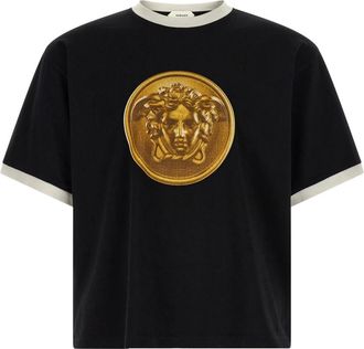 Versace Printed Cotton-Jersey T-Shirt - male - Versace - T-Shirts - Black - M - Tops