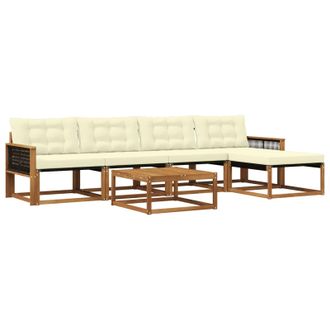 vidaXL Conjunto De Sof&aacute;s De Exterior Con Coj&iacute;n 6 Pcs Natural Y Crema Vidaxl