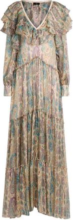 Etro Langes Seidenkleid von Etro mit Paisley-Print und R&uuml;schendetails