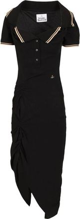 Vivienne Westwood Kleedjes, Dames, Zwart, S, Katoen, Long Monday Pulling Midi Jurk