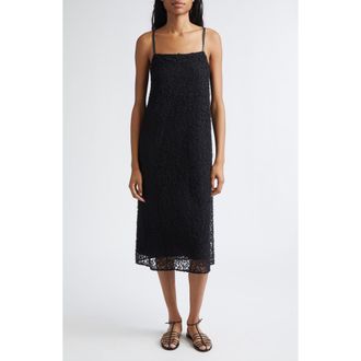 Proenza Schouler Virginie Embroidered Fringe Mesh Slipdress in Black at Nordstrom, Size 10