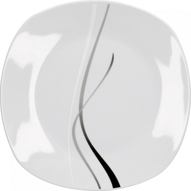 Van Well Speiseteller Silver Night einzeln, Menü-Teller flach, 250 x 250 mm, großer Servierteller, Hotelporzellan, abstraktes Dekor, Gastro-Geschirr ab 10,99 €