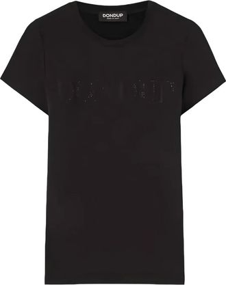 Dondup crystal-embellished T-shirt - women - Cotton - L - Black