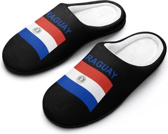Generic Flag of Paraguay Funny Mens Cotton Slippers Soft Non-Slip Rubber Sole House Slipper Indoor Outdoor