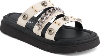 Andrea Womens Triple Strap Chain Sandals In Ivory