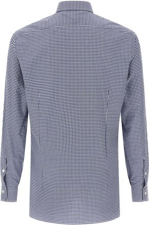 Barba Vichy Cotton Poplin Shirt - Navy