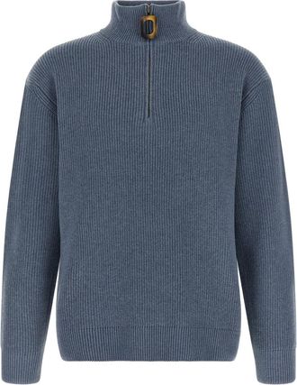 J.W.Anderson Blue Half Zip Knitted Sweater